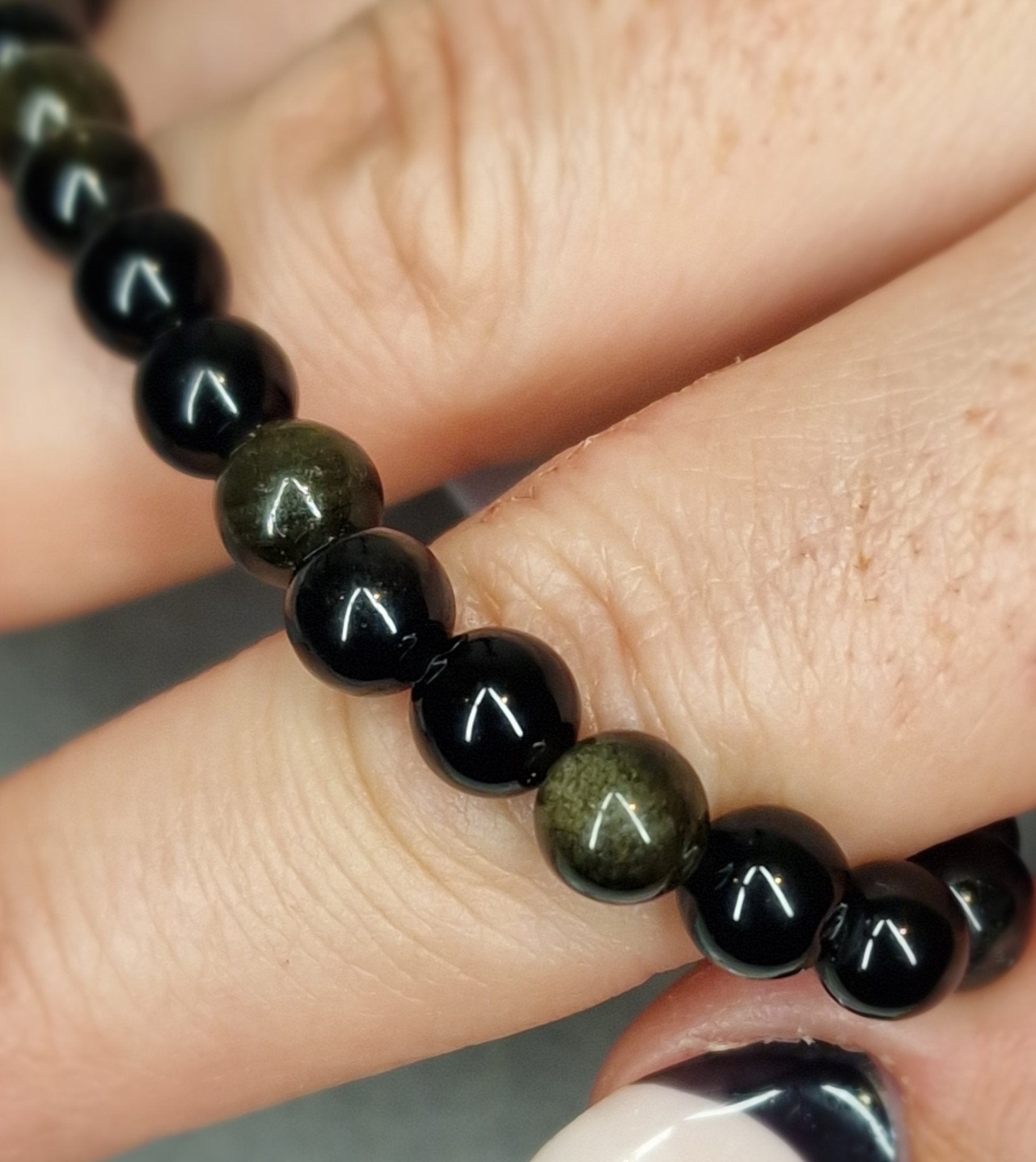 Pulsera Mineral Obsidiana Dorada