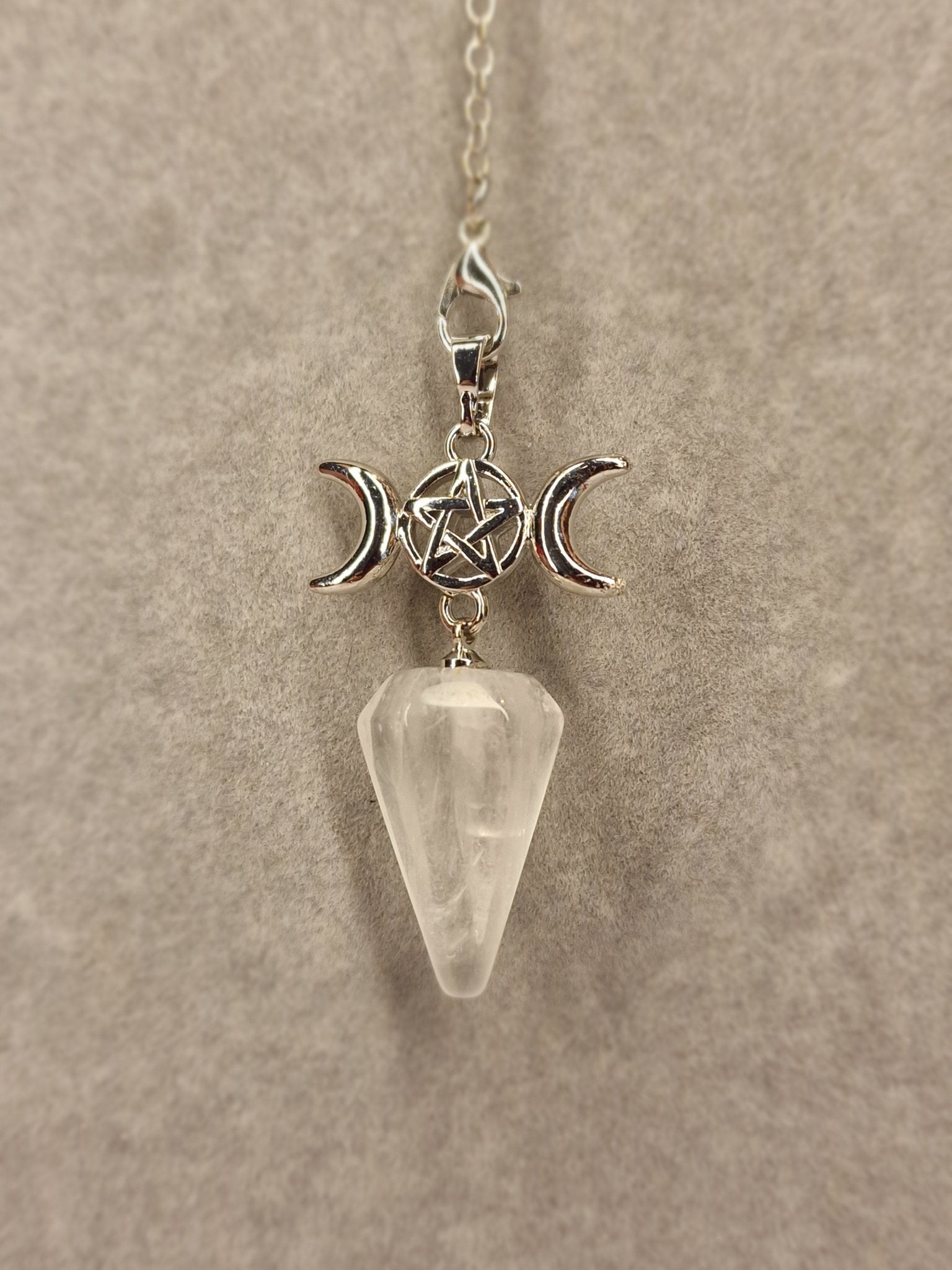 Pendulo Cuarzo Blanco con Triple Luna