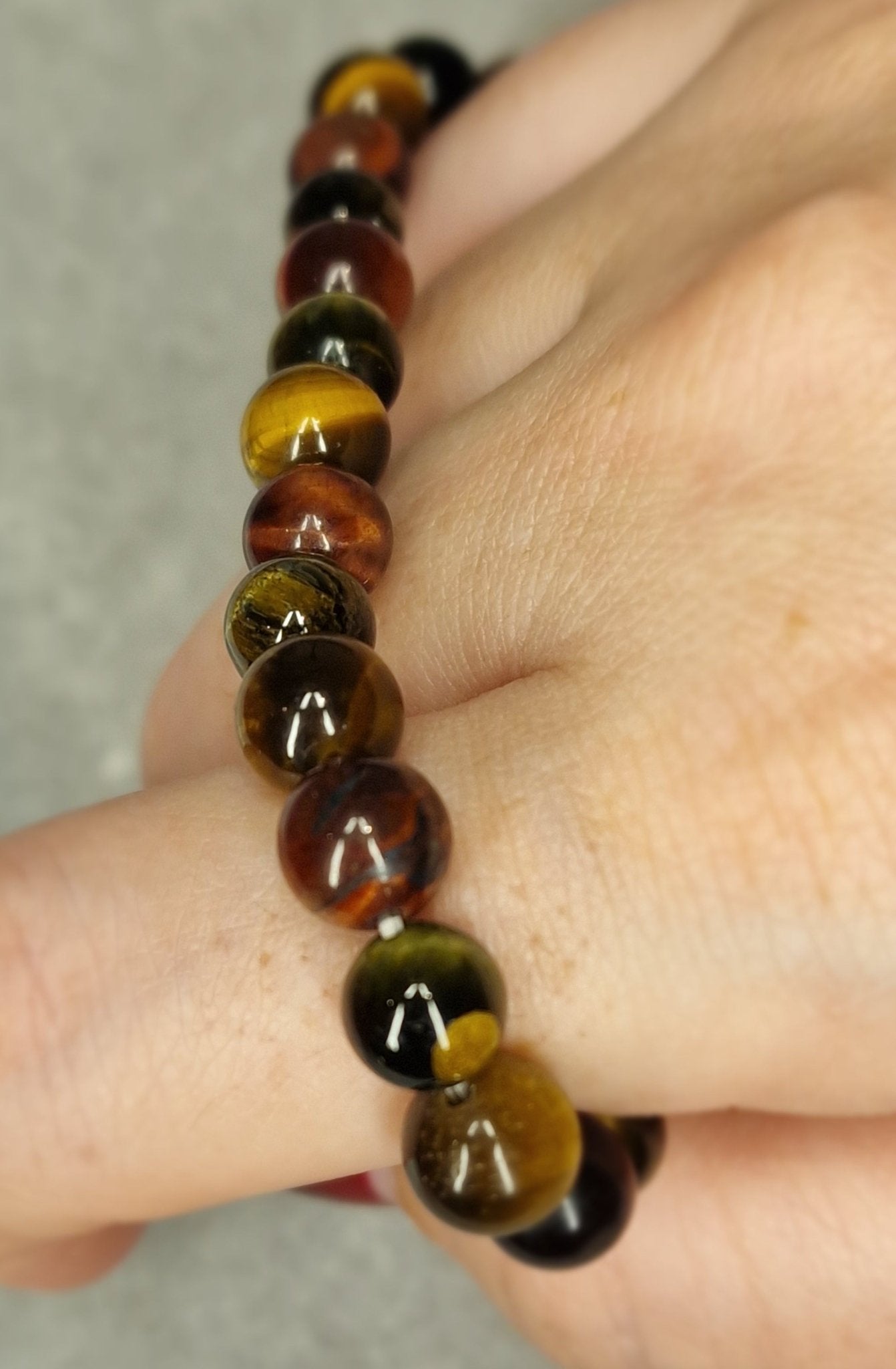 Pulsera de Triple protección ojo de tigre, ojo de buey y ojo de halcón, natural, energizada y creada para acompañarte en tu bienestar emocional y espiritual